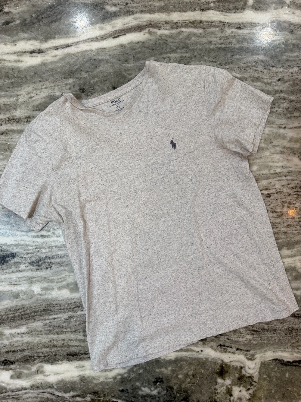 Polo by Ralph Lauren Light Heather Gray V-Neck Tee